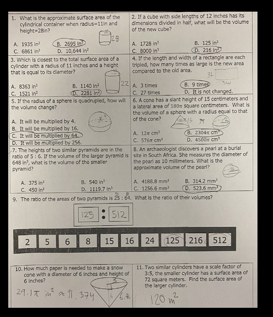 Answer ALL questions with work. Ignore answers