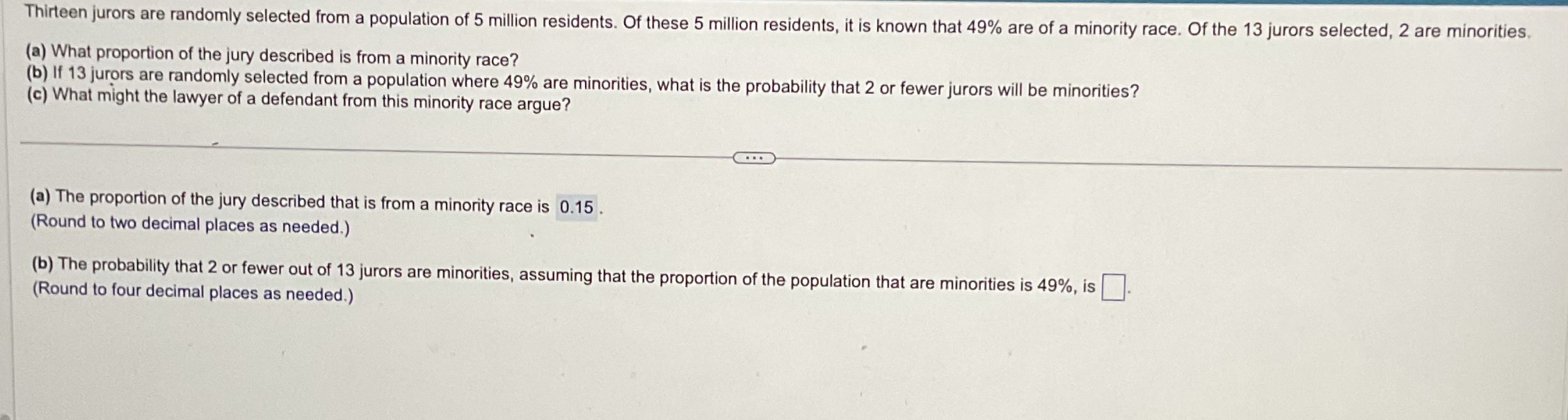 b) If 13 jurors are randomly selected from a
