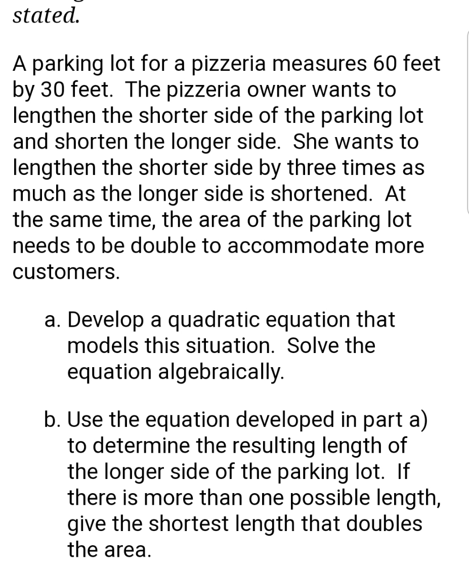 show steps stated: A parking lot for a pizzeria