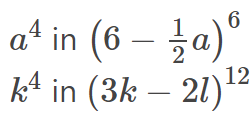 Find the coefficient specified in each term \f