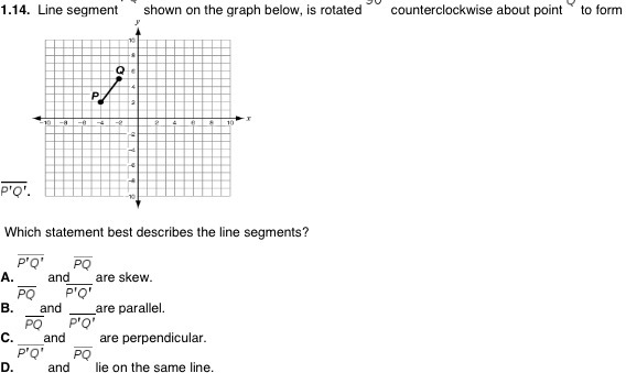 1.14. Line segment shown on the graph below, is