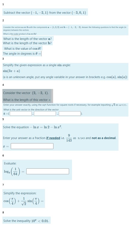 Solve for maths 1 Subtract the vector (-1, -2, 1)