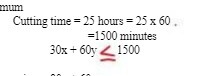 utt g time = 25 hours = 25 x 60 =1500 minute: 30x