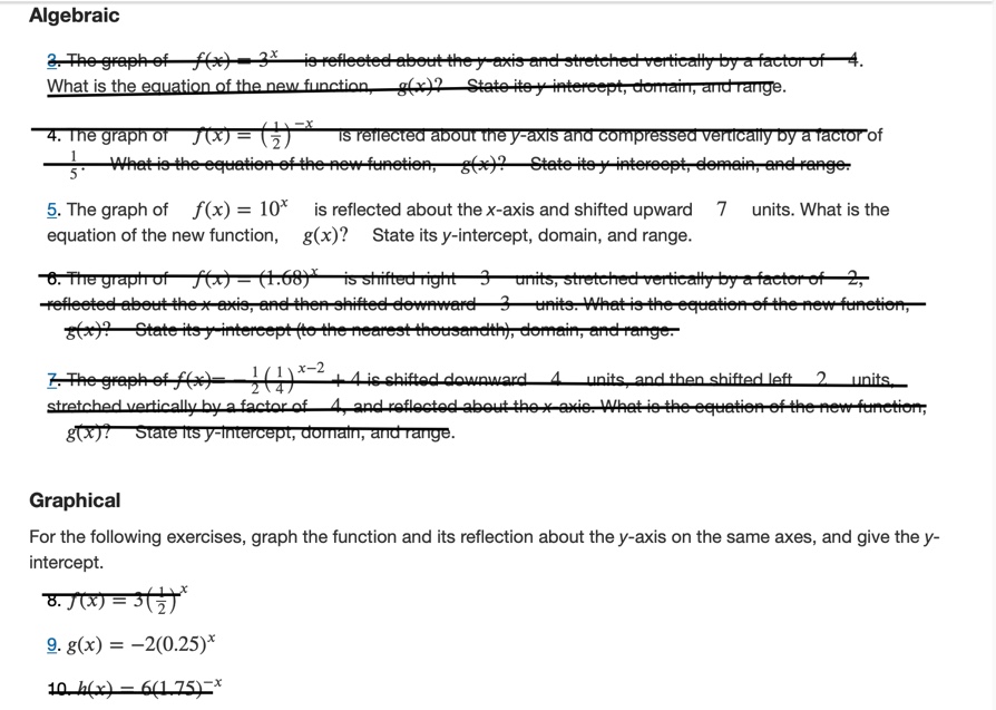 Algebraic 2. The graph of f(*)-3" is reflected