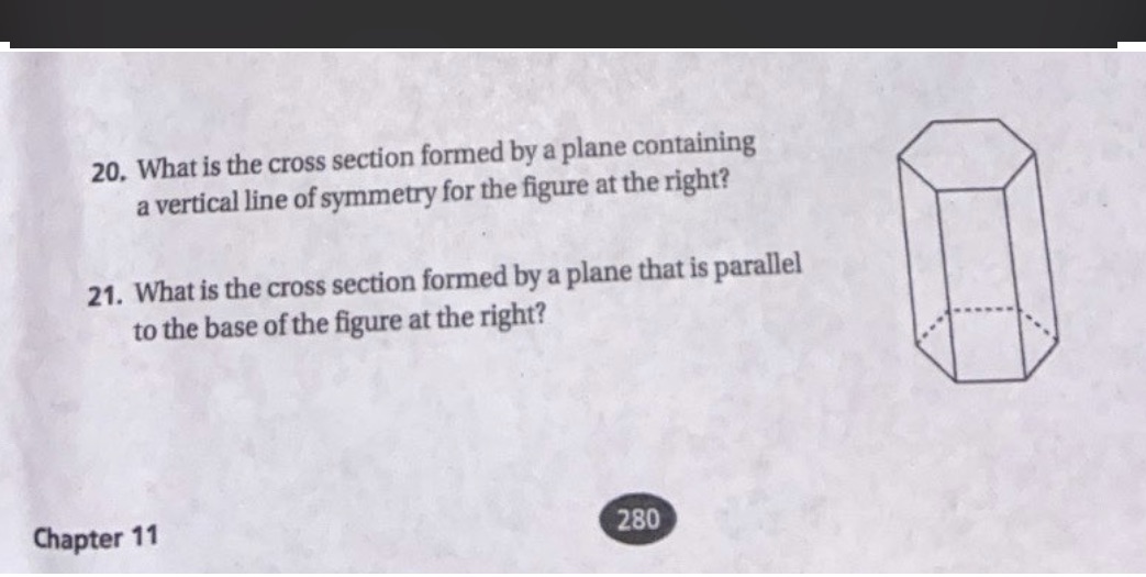 20. What is the cross section formed by a plane