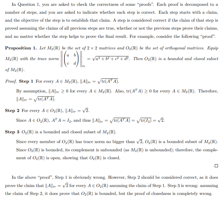 In IQuestion 1, you are asked to check the