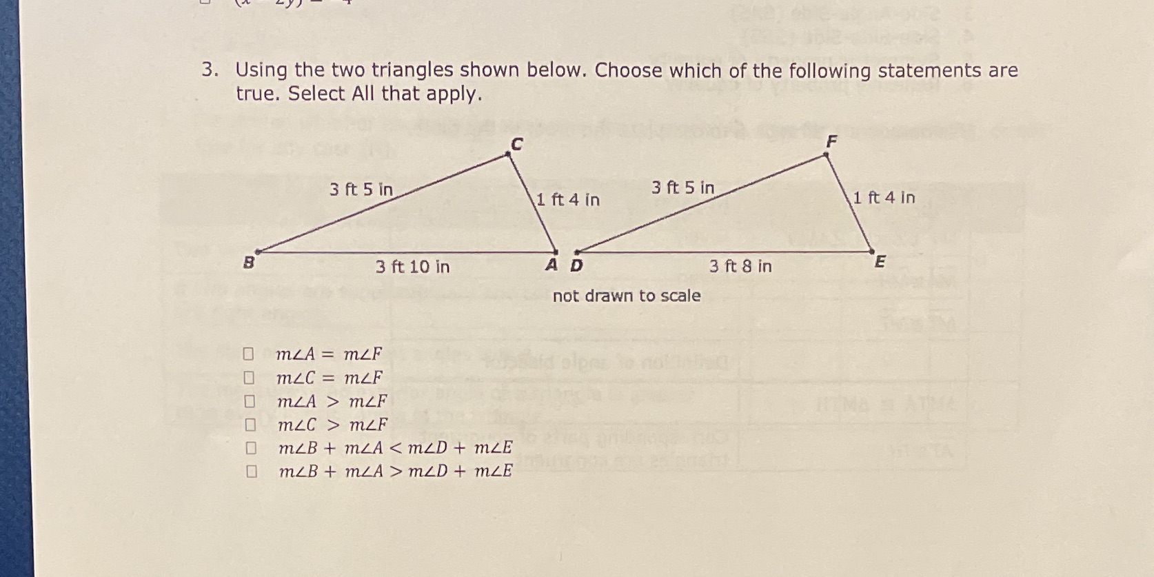 3. Using the two triangles shown below. Choose