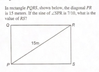 In rectangle PORS, shown below, the diagonal PR