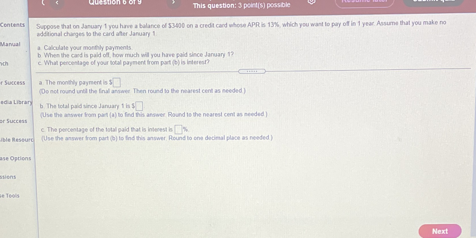 Question 6 Of 9 This question: 3 point(s)