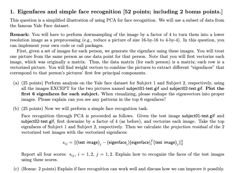 1. Eigenfaces and simple face recognition [52