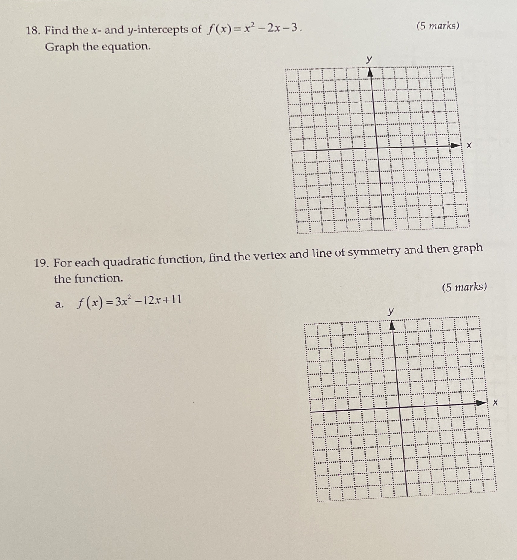 18. Find the x- and y-intercepts of f (x) =x2