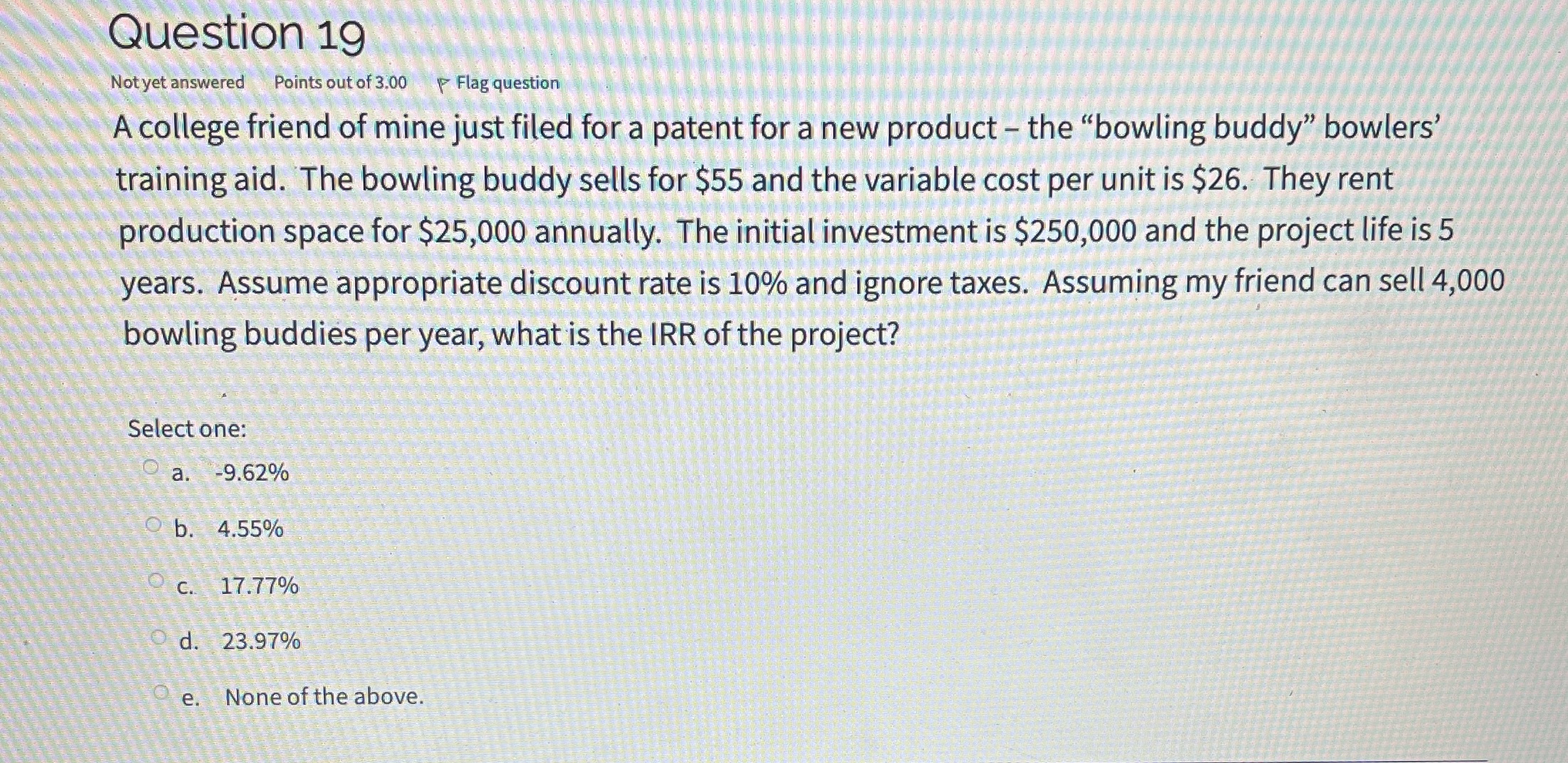 Question 19 Not yet answered Points out of 3.00 -