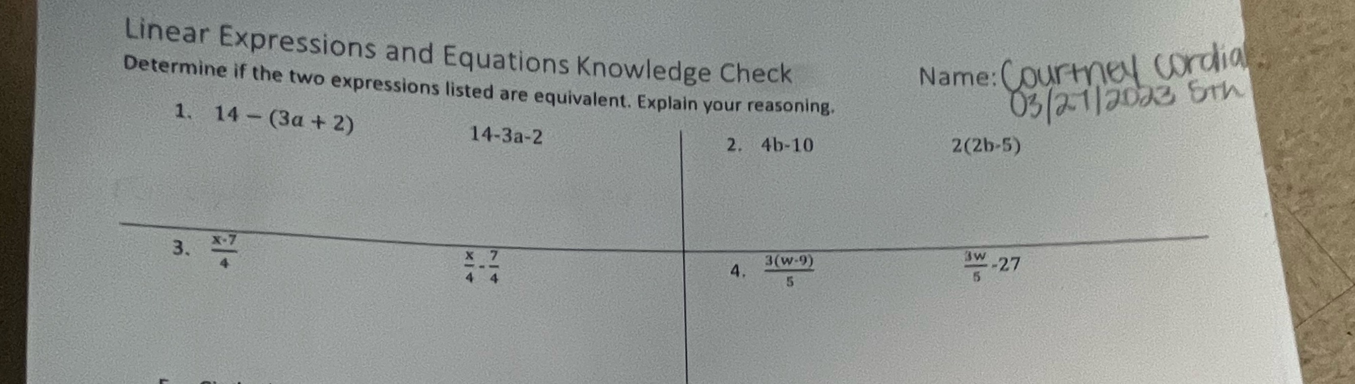 Please help Linear Expressions and Equations