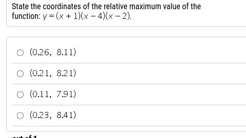 State the coordinates of the relative maximum