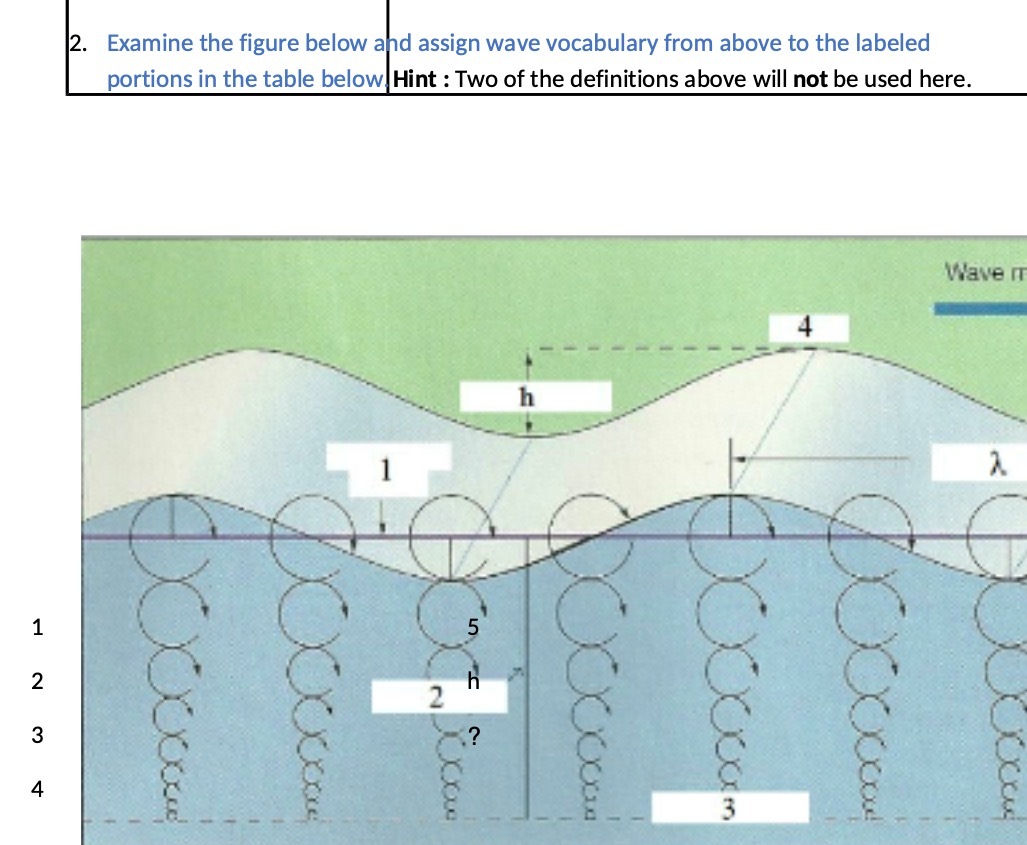 2. Examine the figure below and assign wave