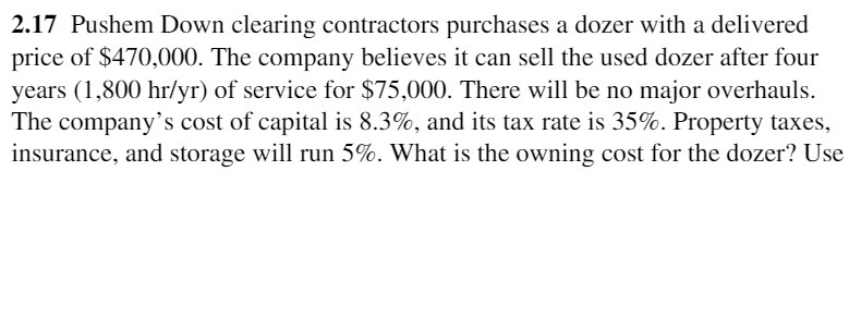 2.17 Pushem Down clearing contractors purchases a