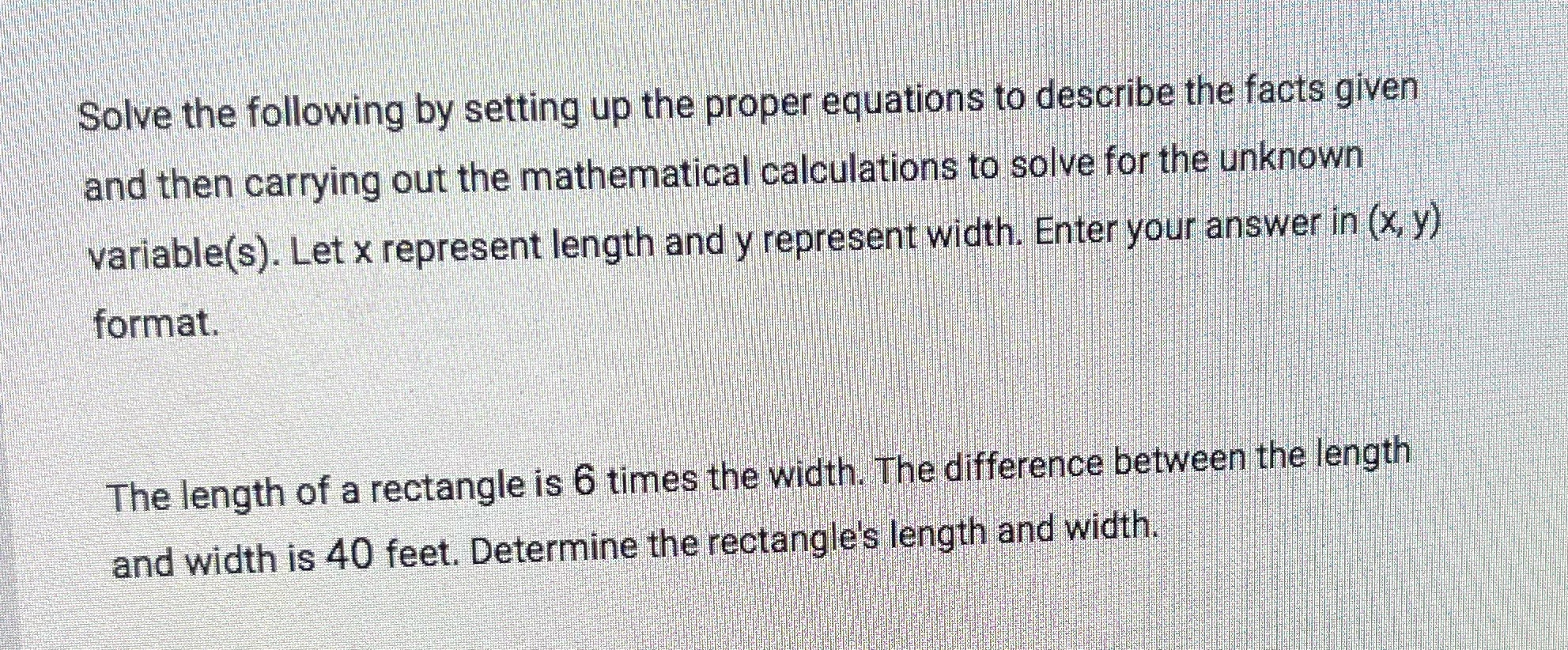 Solve the following by setting up the proper