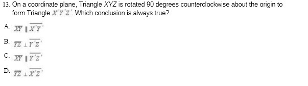 13. On a coordinate plane, Triangle XYZ is