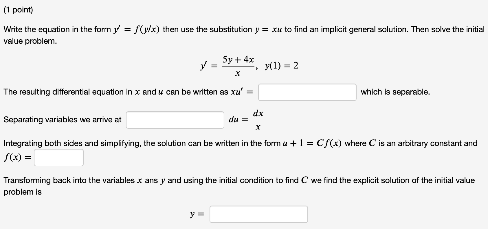 Questions are as follows: (1 point) Write the