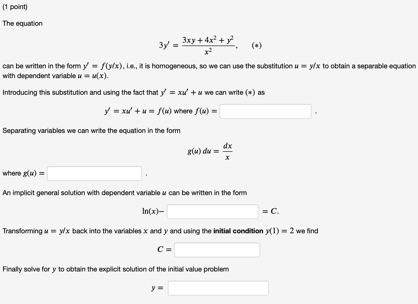 Questions are as follows: (1 point) Write the