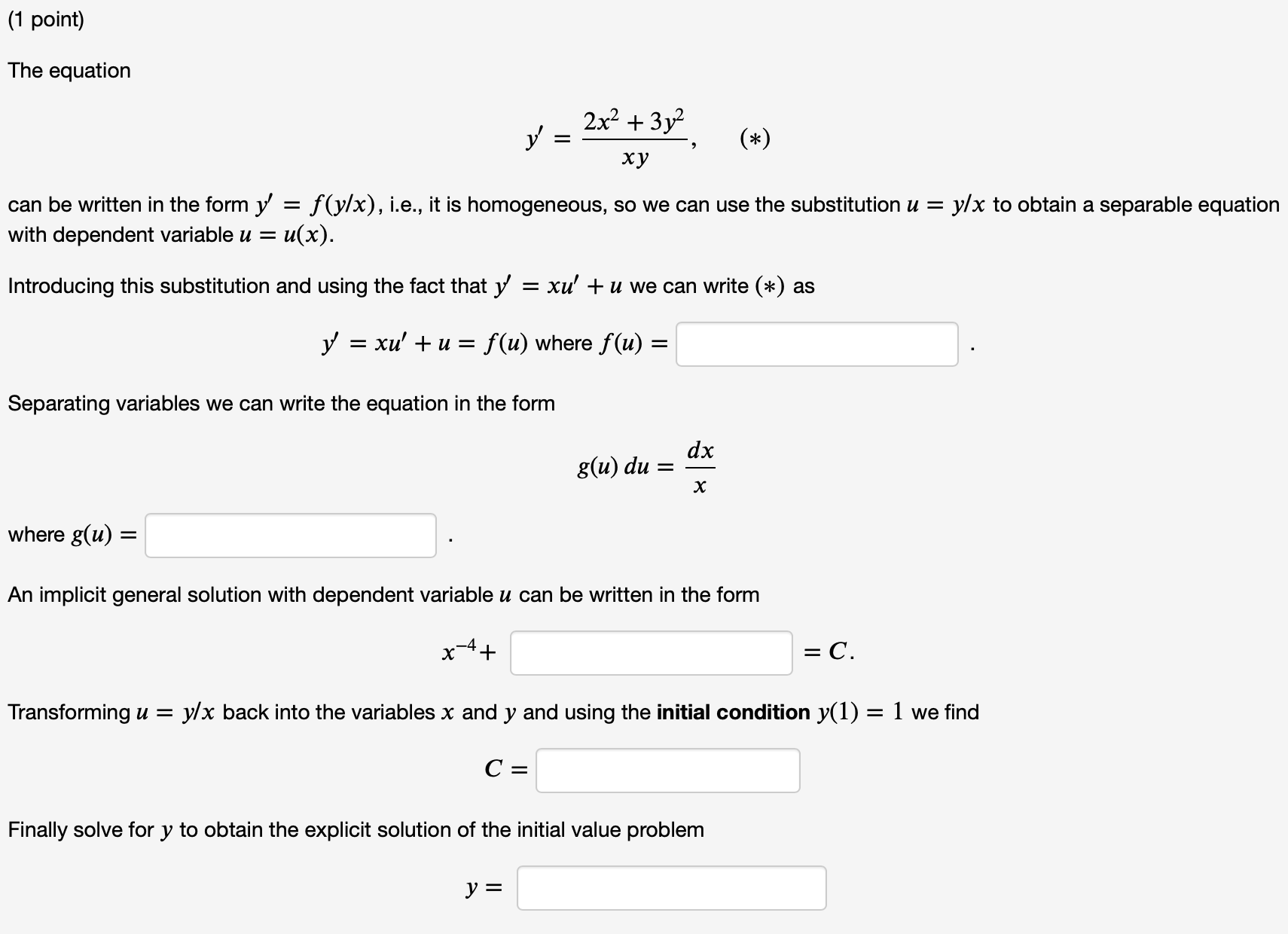 Questions are as follows: (1 point) Write the