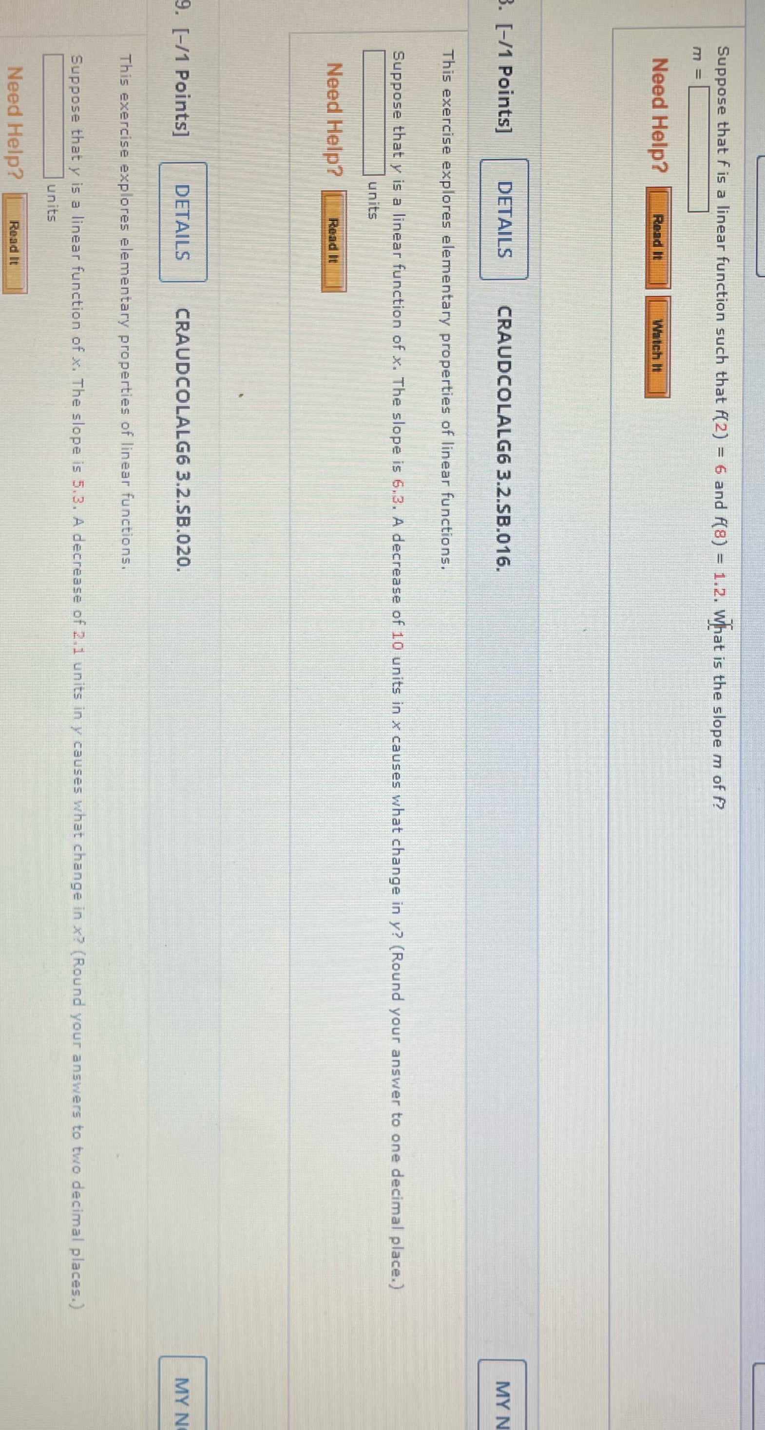 Suppose that f is a linear function such that