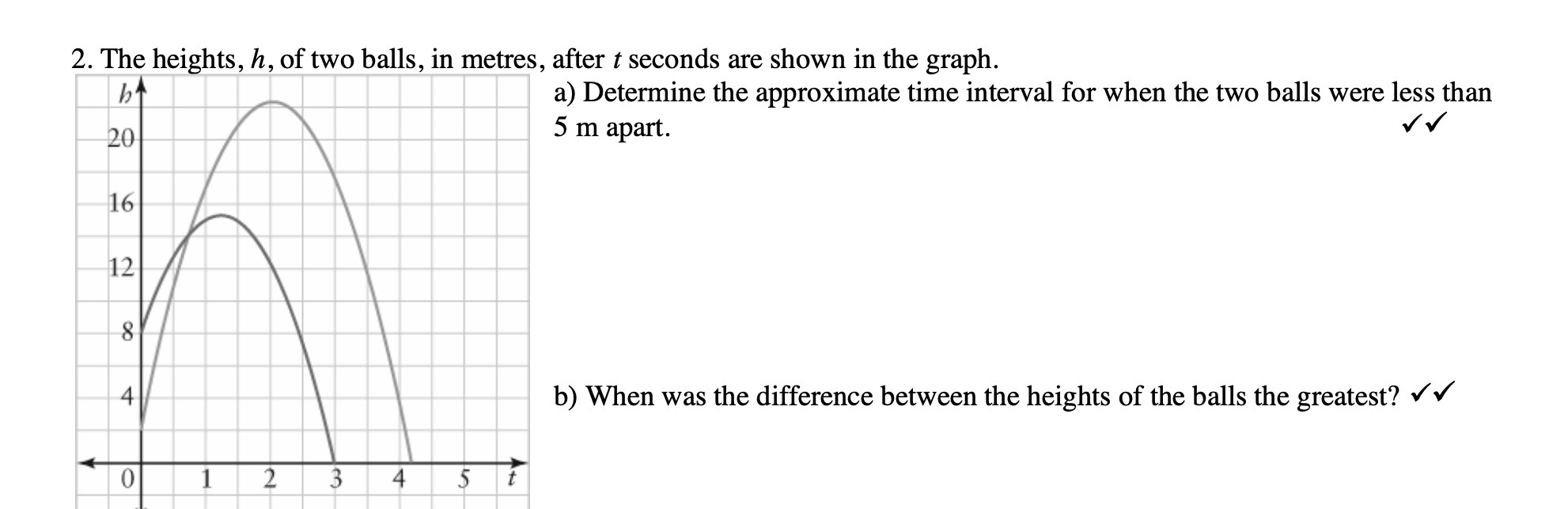 2. The heights, h, of two hallsLin metres, after