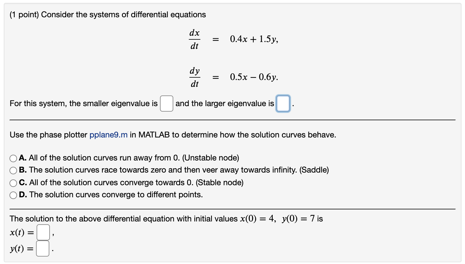 help and show work please (1 point) Consider the