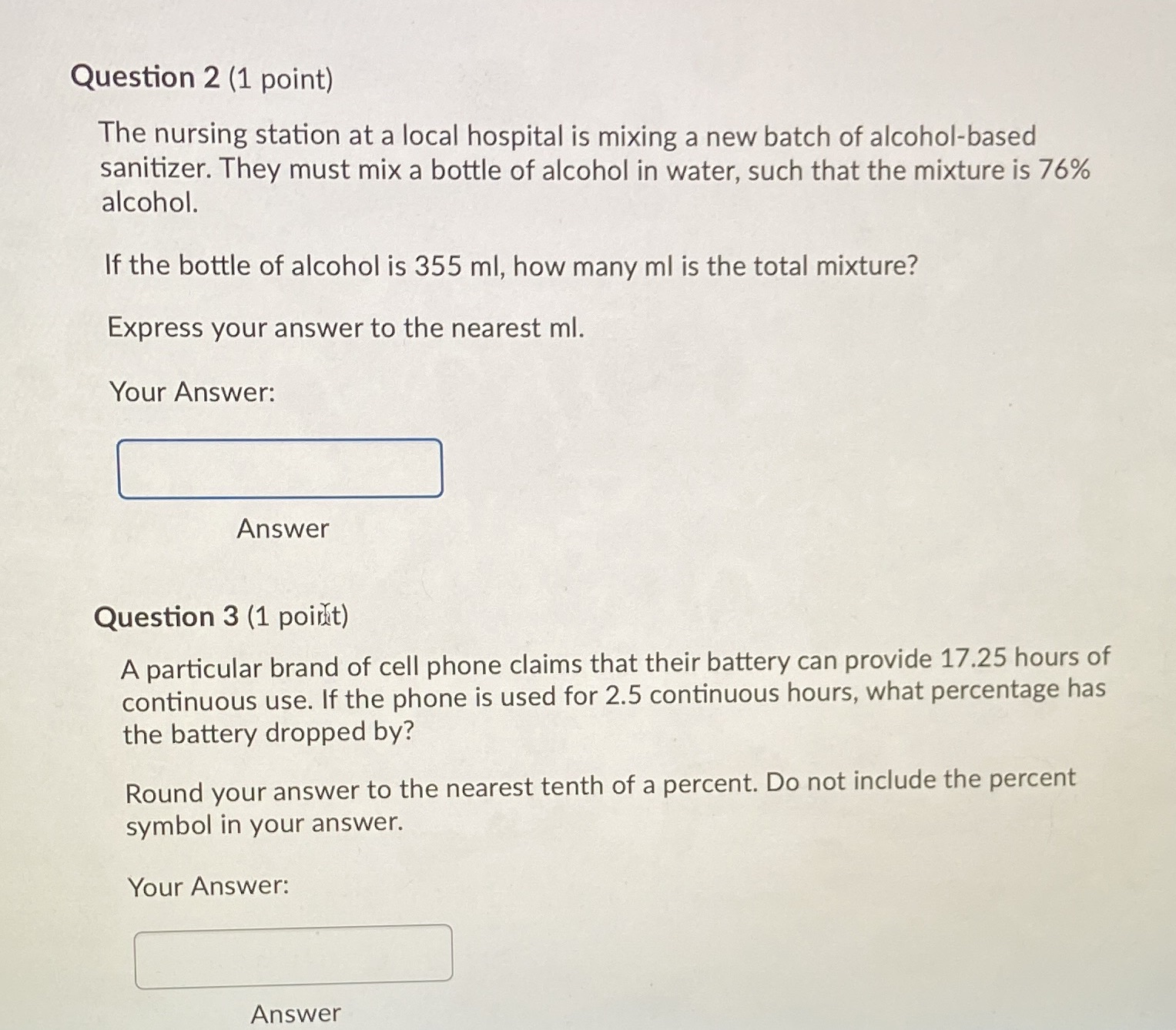 Question 2 (1 point) The nursing station at a