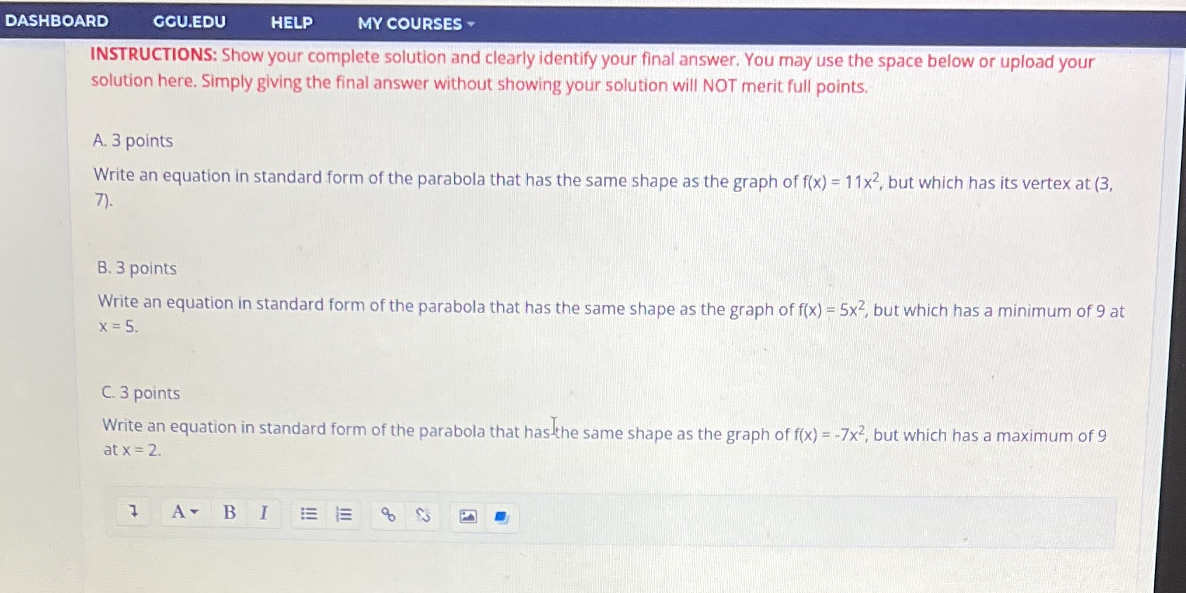 DASHBOARD GGU.EDU HELP MY COURSES INSTRUCTIONS: