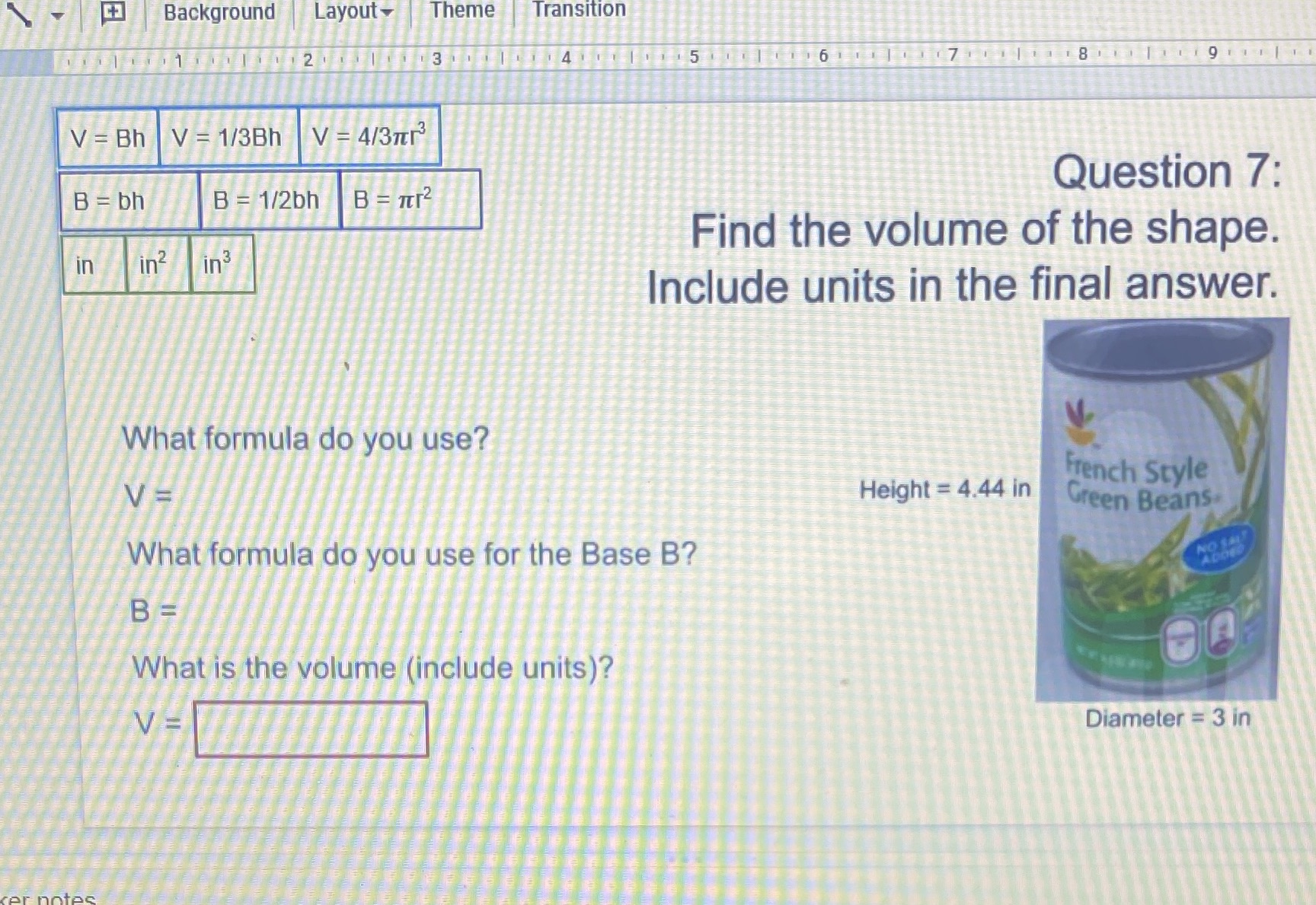 Background Layout Theme Transition 2 1 9 . V = Bh