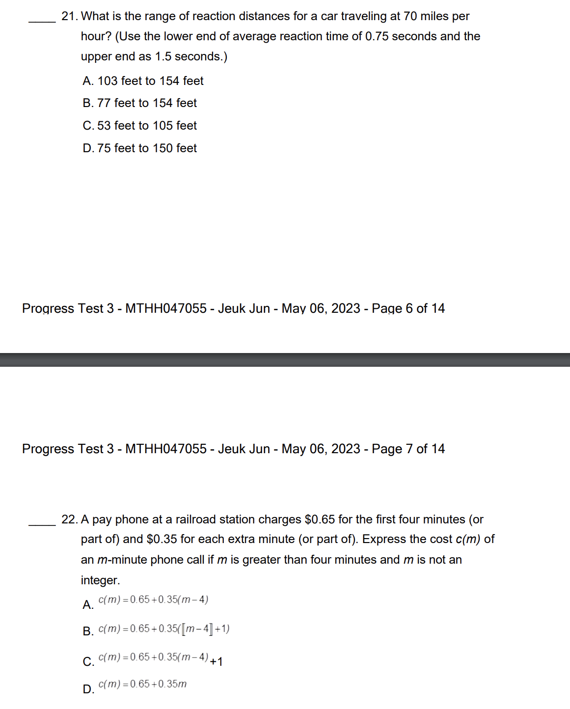 21 . What is the range of reaction distances for