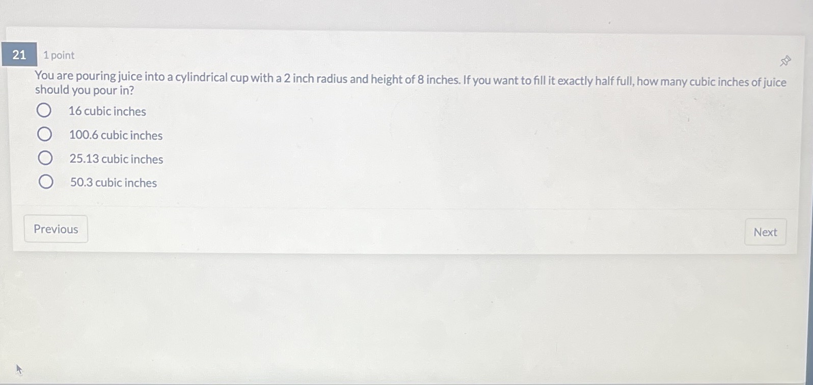 need help please! 21 1 point You are pouring