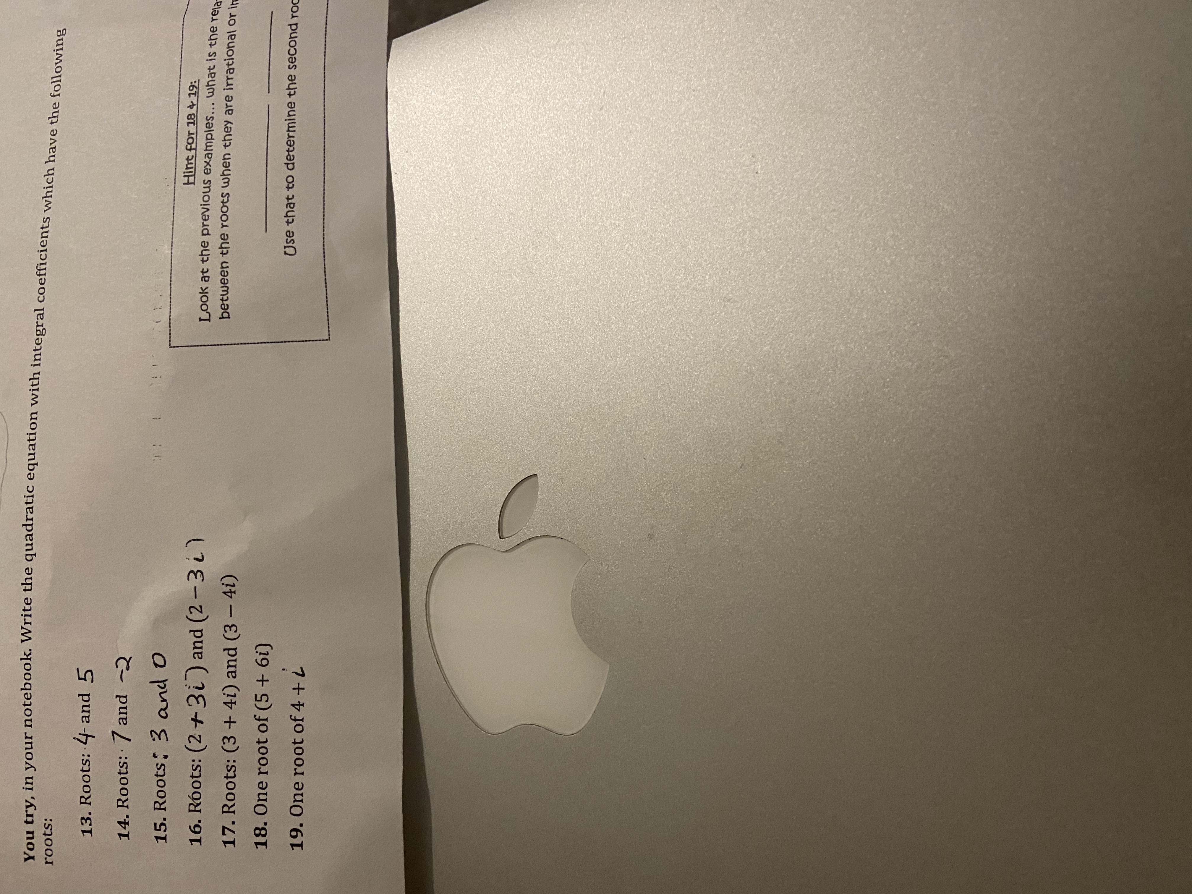 roots: You try, in your notebook. Write the