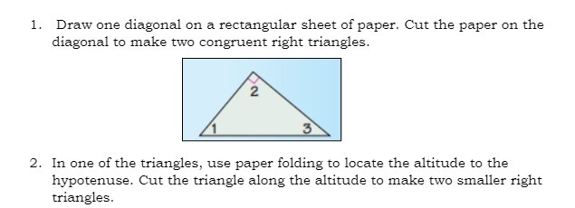 1. Draw one diagonal on a rectangular sheet of