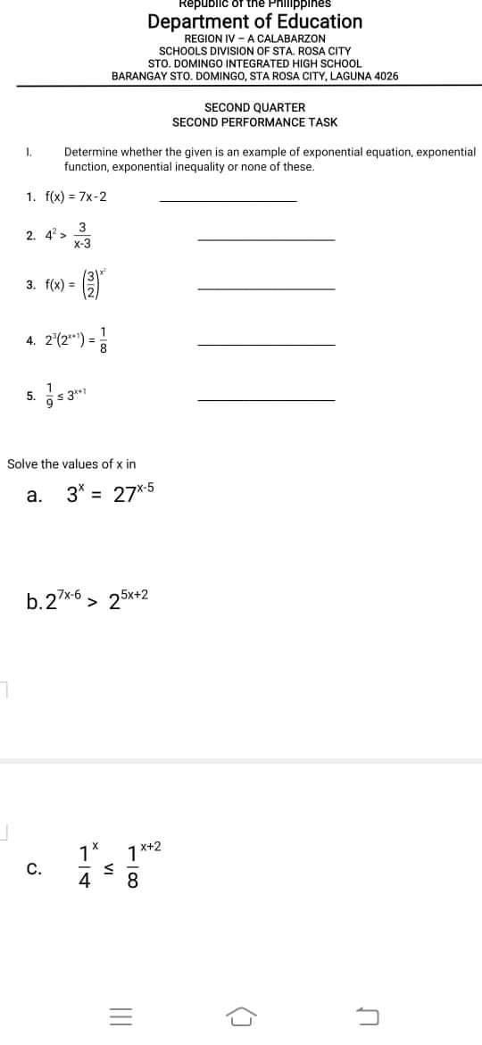 Republic of the Phillippines Department of