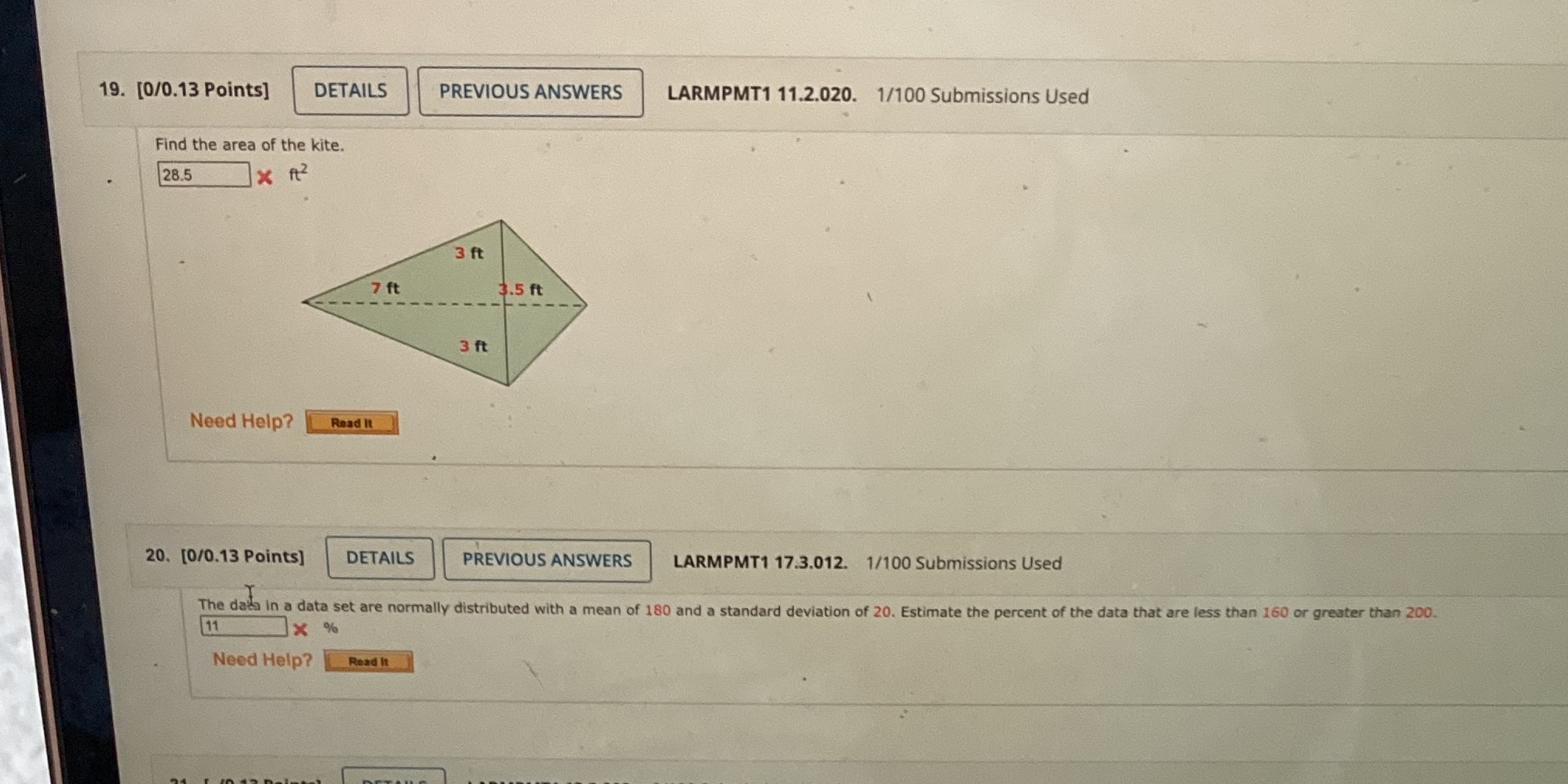 19. [0/0.13 Points] DETAILS PREVIOUS ANSWERS