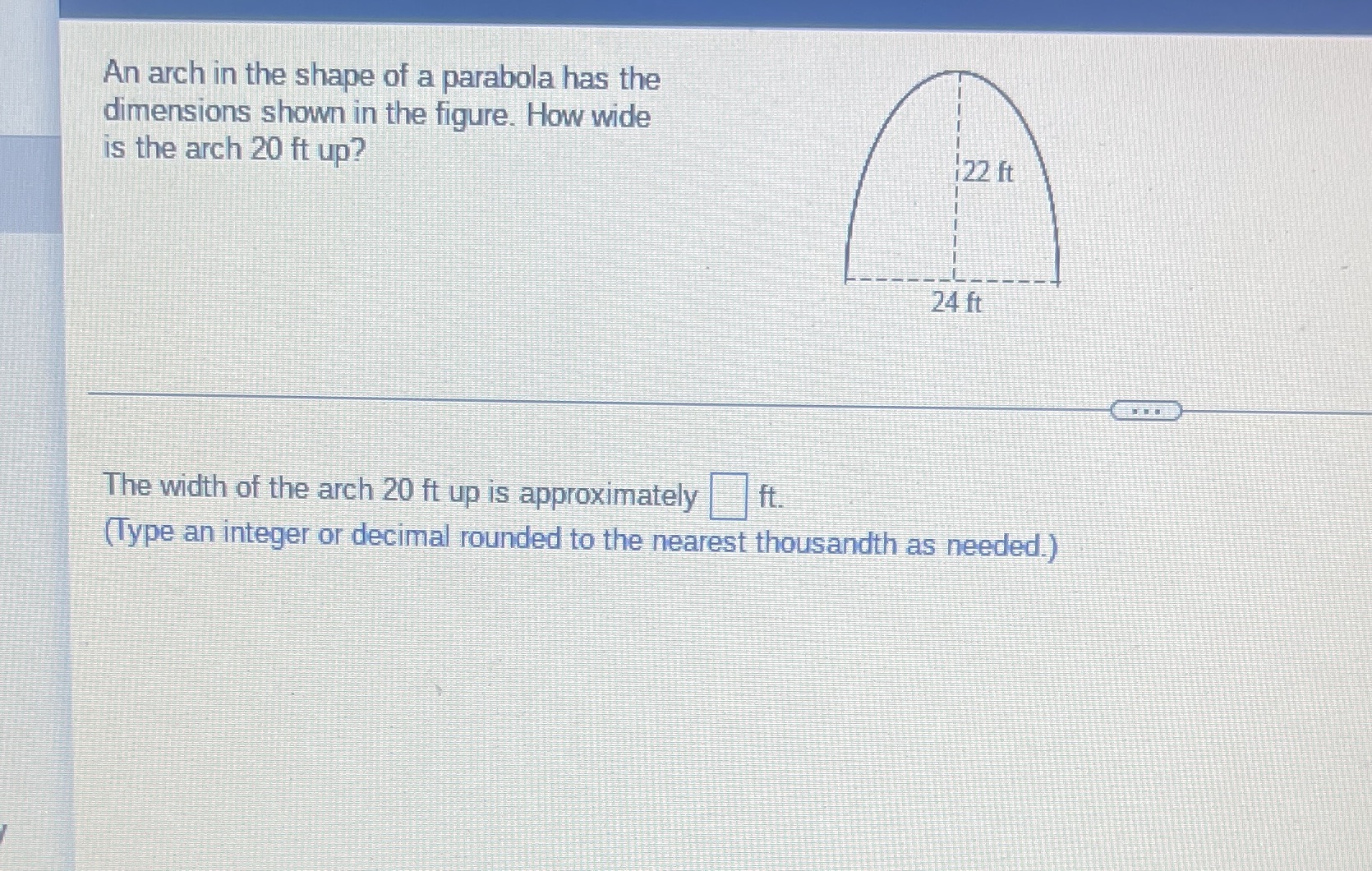 An arch in the shape of a parabola has the