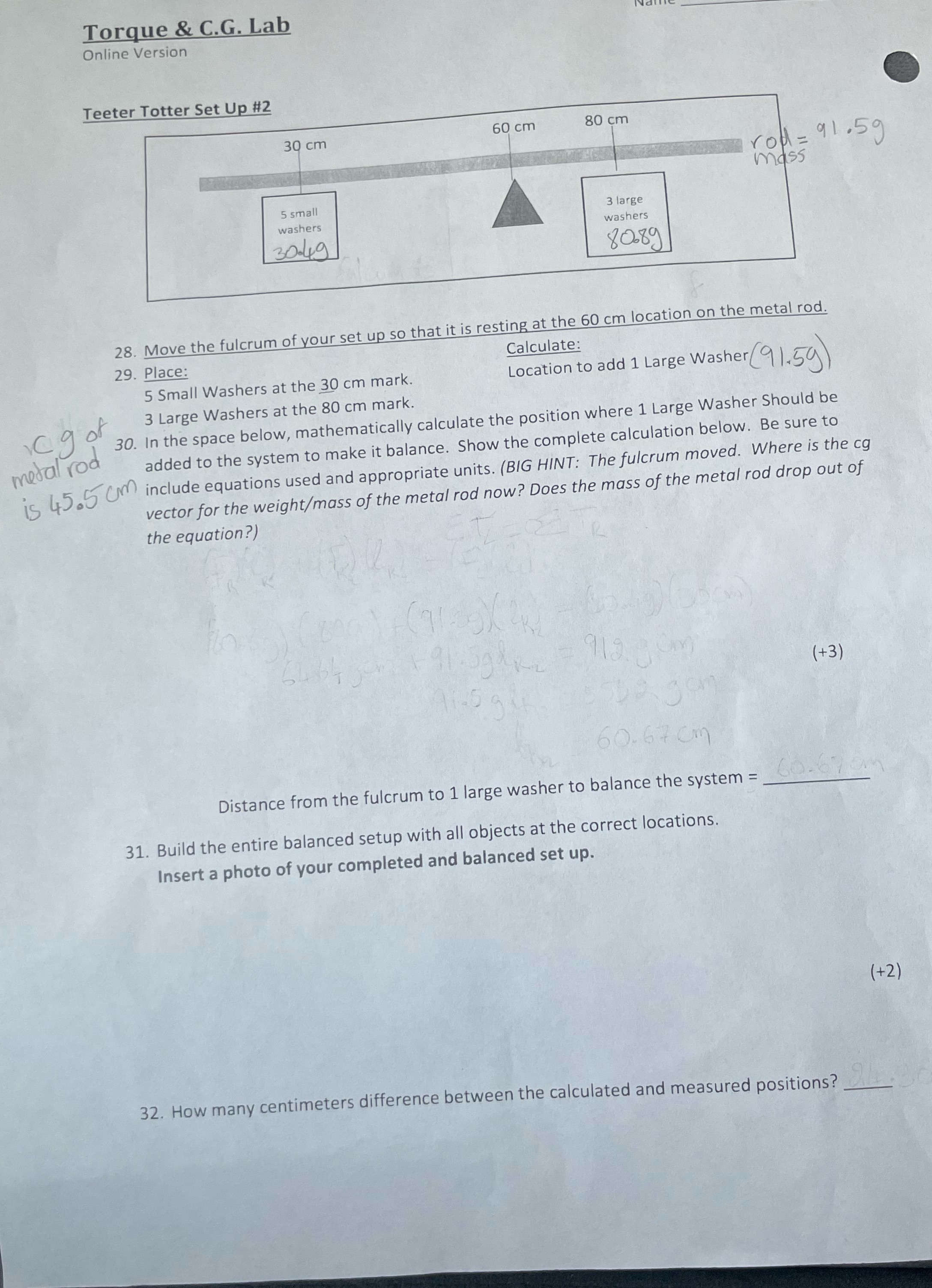 Can you please help Torque & C.G. Lab Online