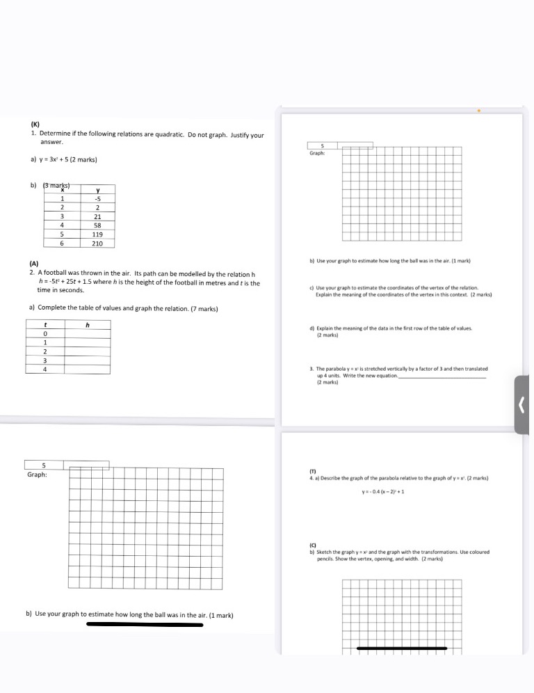 (K) 1. Determine if the following relations are