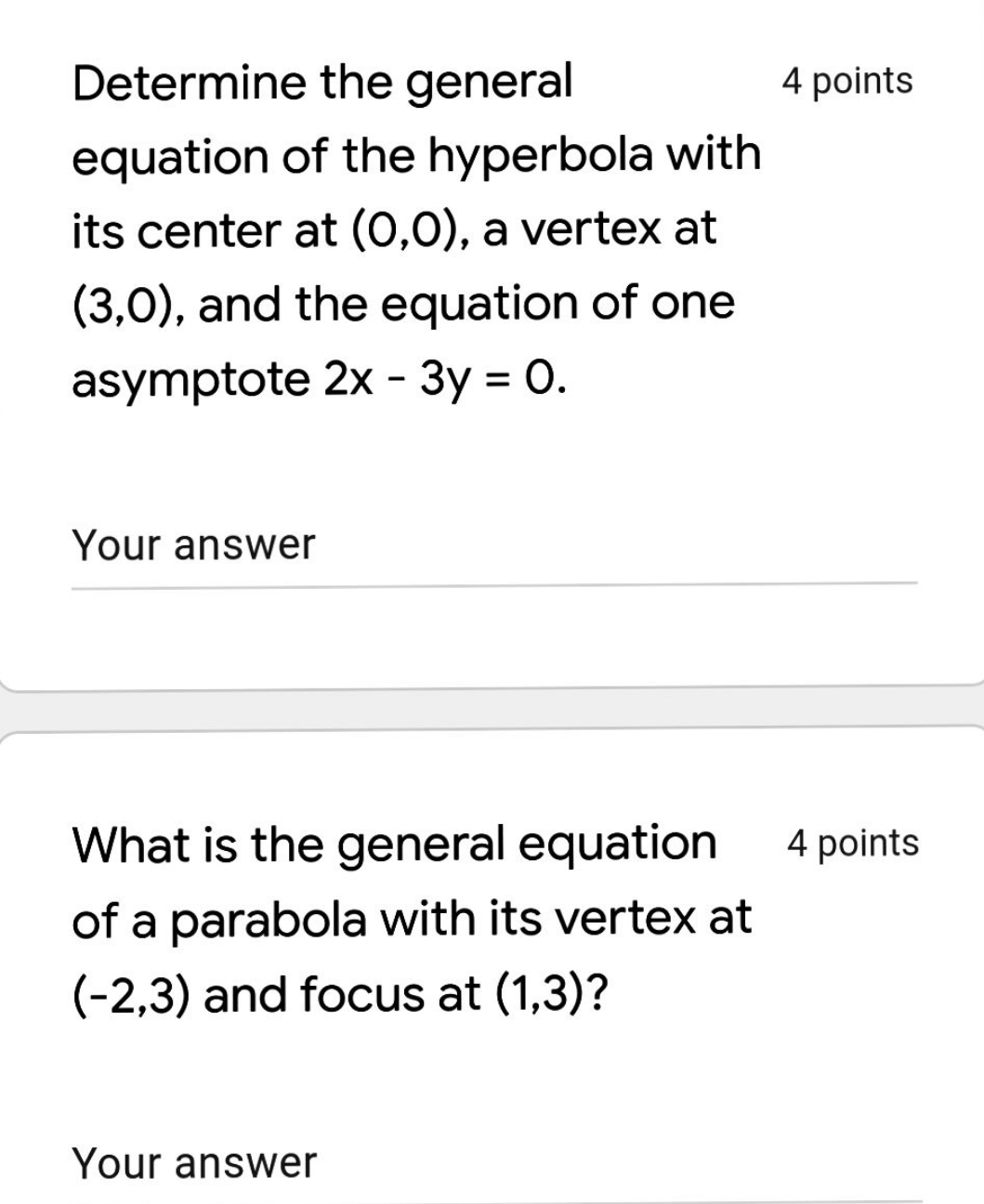 Please answer Determine the general 4 points