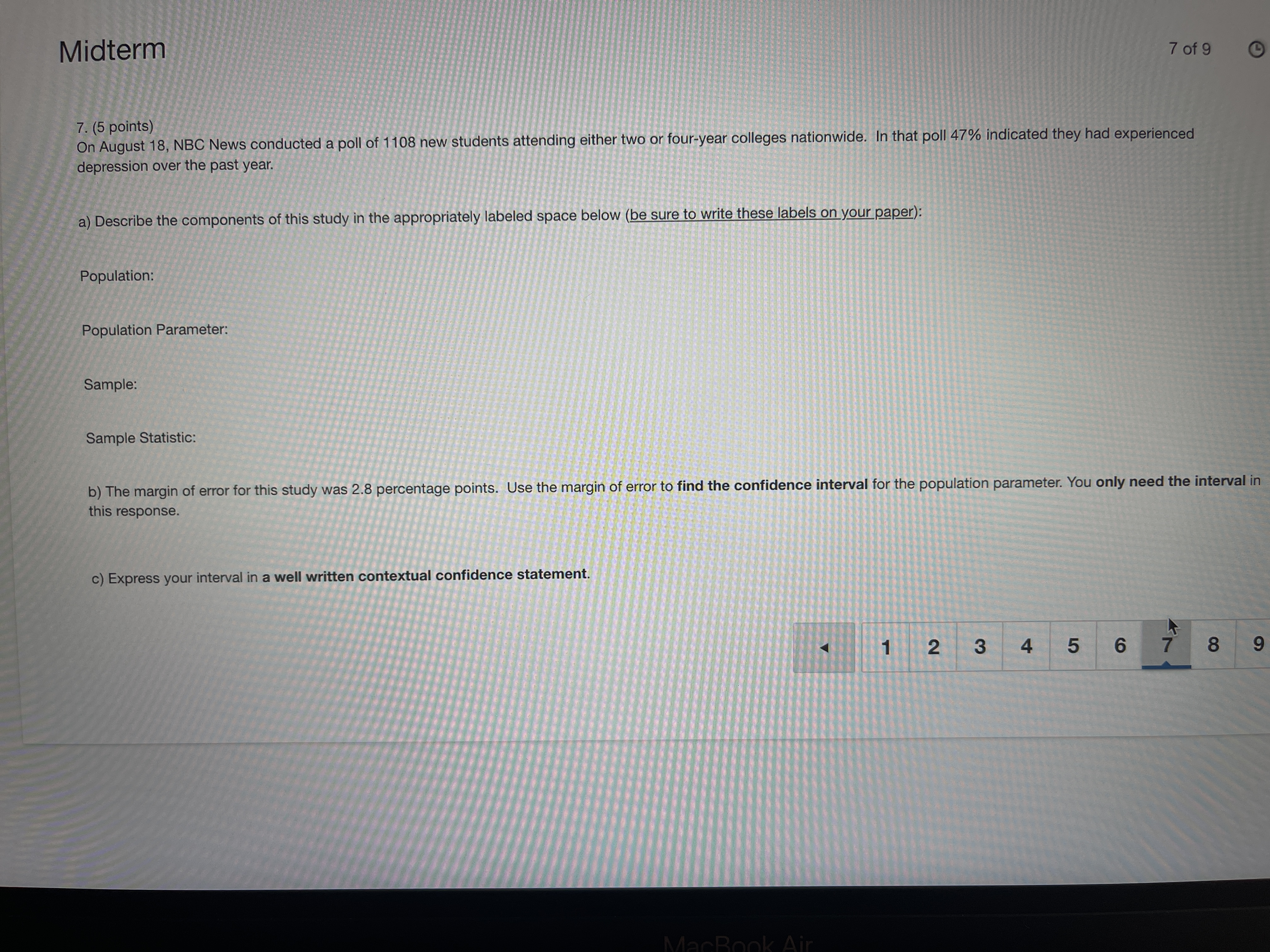 Midterm 7 of 9 O 7. (5 points) On August 18, NBC