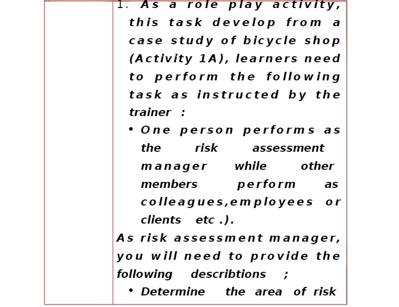 1. As a role play activity, this task develop