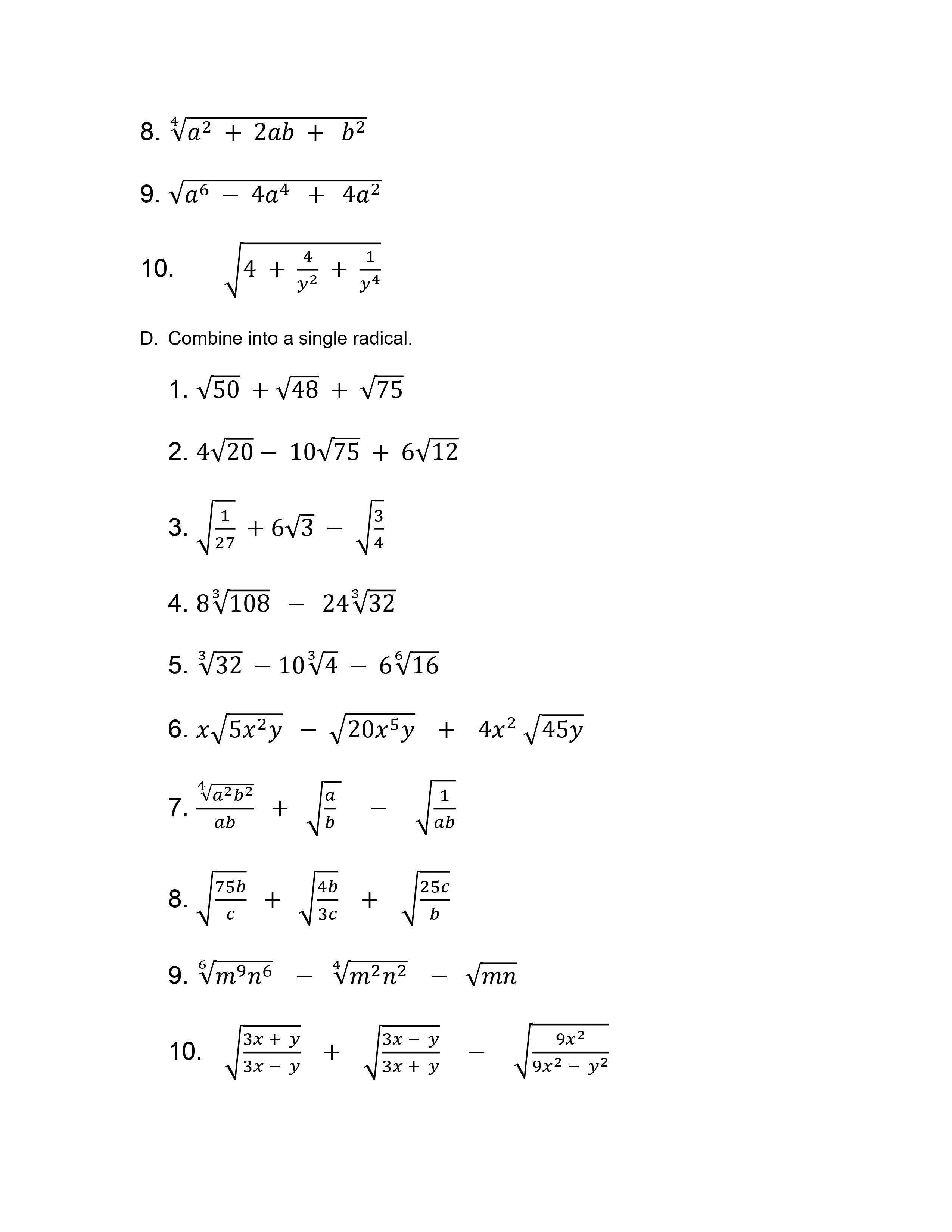 Module 6 Exponents and Radical Assignment 6 A.