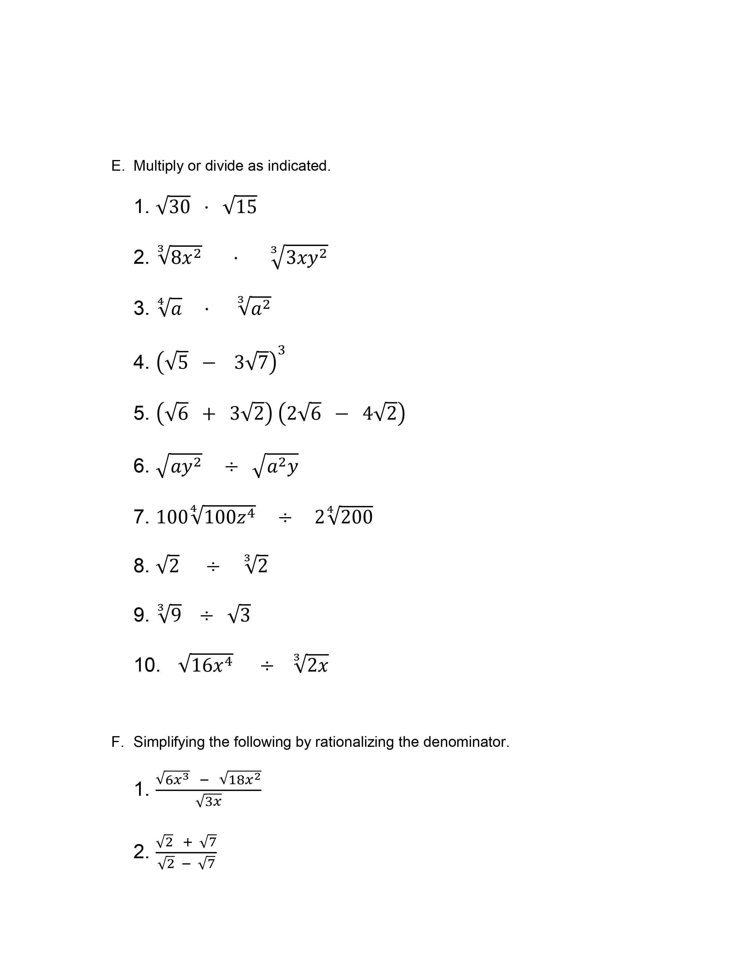 Module 6 Exponents and Radical Assignment 6 A.