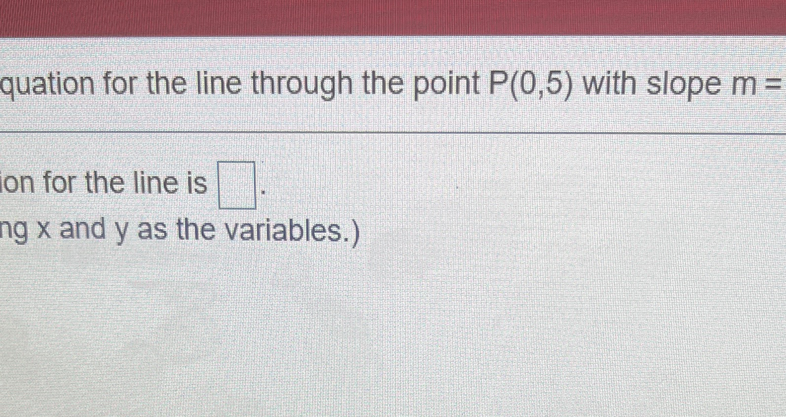 It says "Write the point slope equation for the