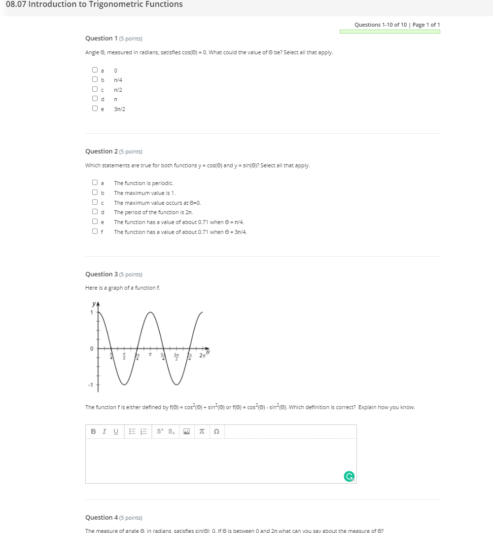 08.07 Introduction to Trigonometric Functions