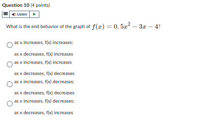 Question 6 (4 points] Listen Over what