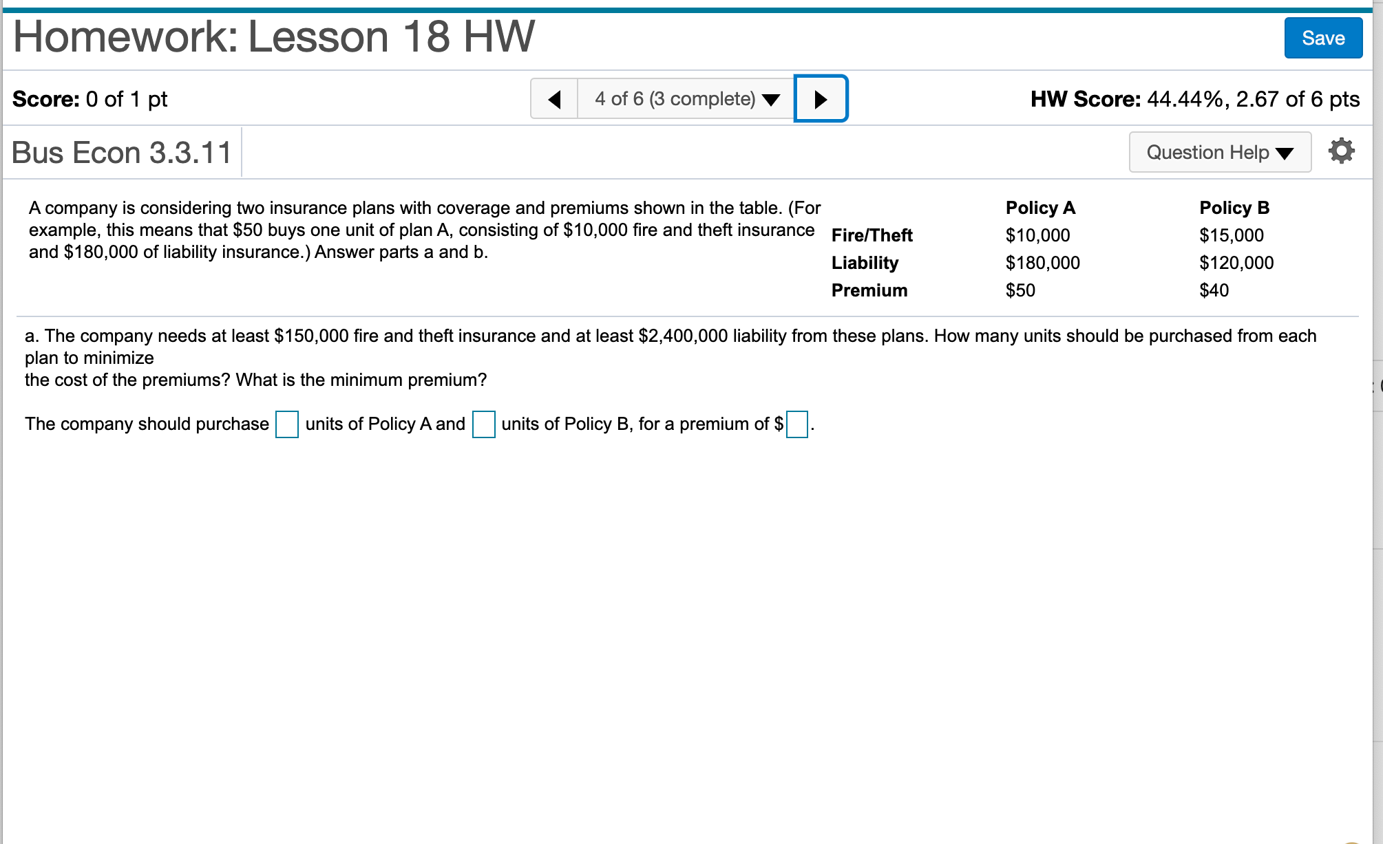 Homework: Lesson 18 HW Score: 0 of 1 pt 4 4 of 6