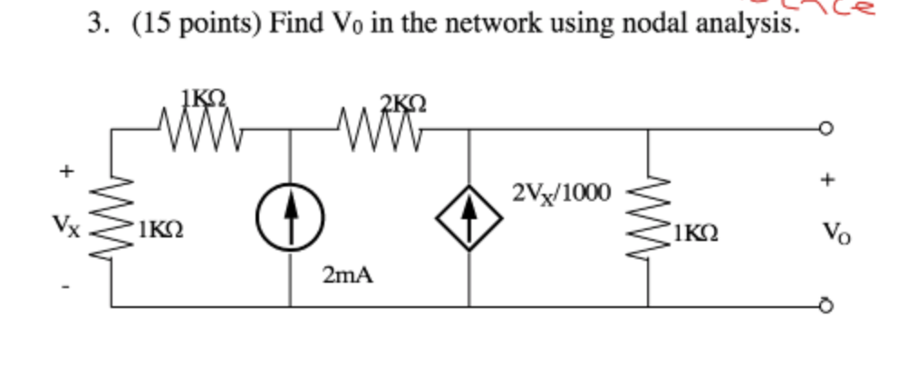 Find V0 in the network using nodal analysis 3.